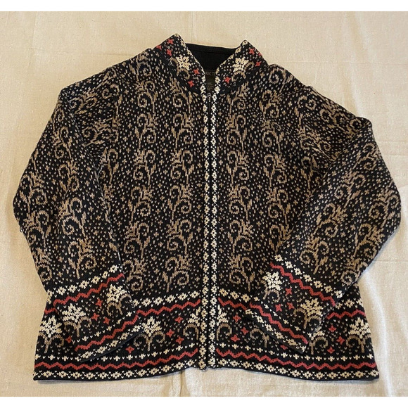 Nomadic Traders Sweater Womens Medium Fair Isle Cottage Core Zipping Cardigan - Picture 3 of 14